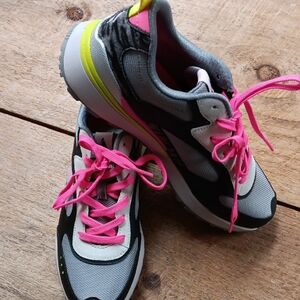 Skechers Women's Athletic Shoes in Gray with Pink and Yellow Accents